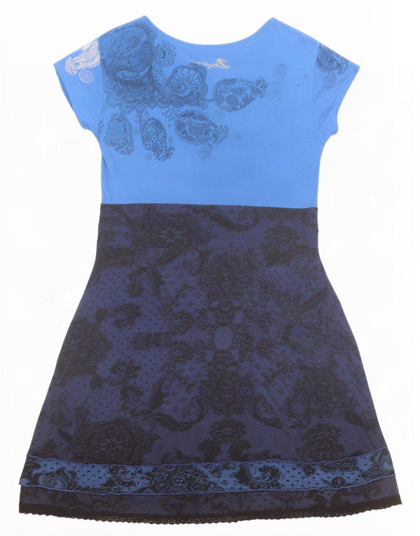 Γυναικείο Desigual Graphic A-Line φόρεμα UK 18 XL Blue Paisley Viscose