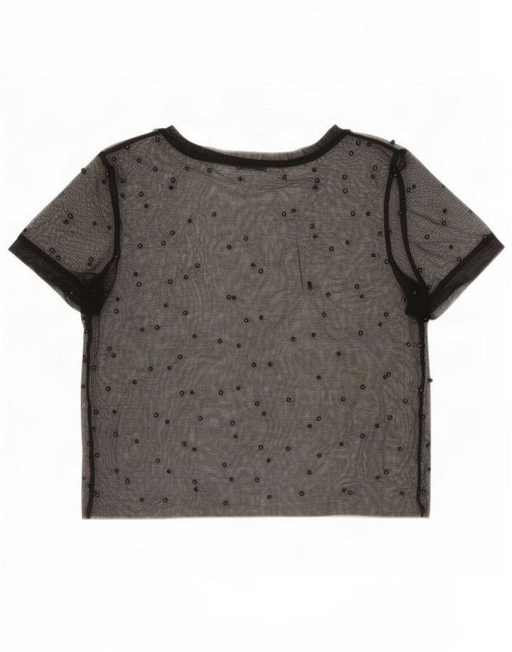 Zara Womens Crop See Through Top 10 Small Black