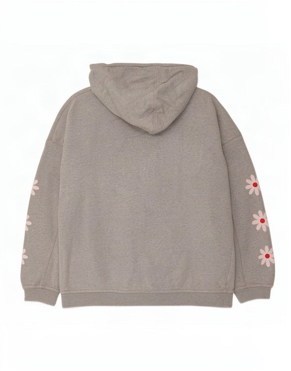 Γυναικείο Levi's Oversized Hoodie Jumper UK 14 Medium Grey Floral Cotton
