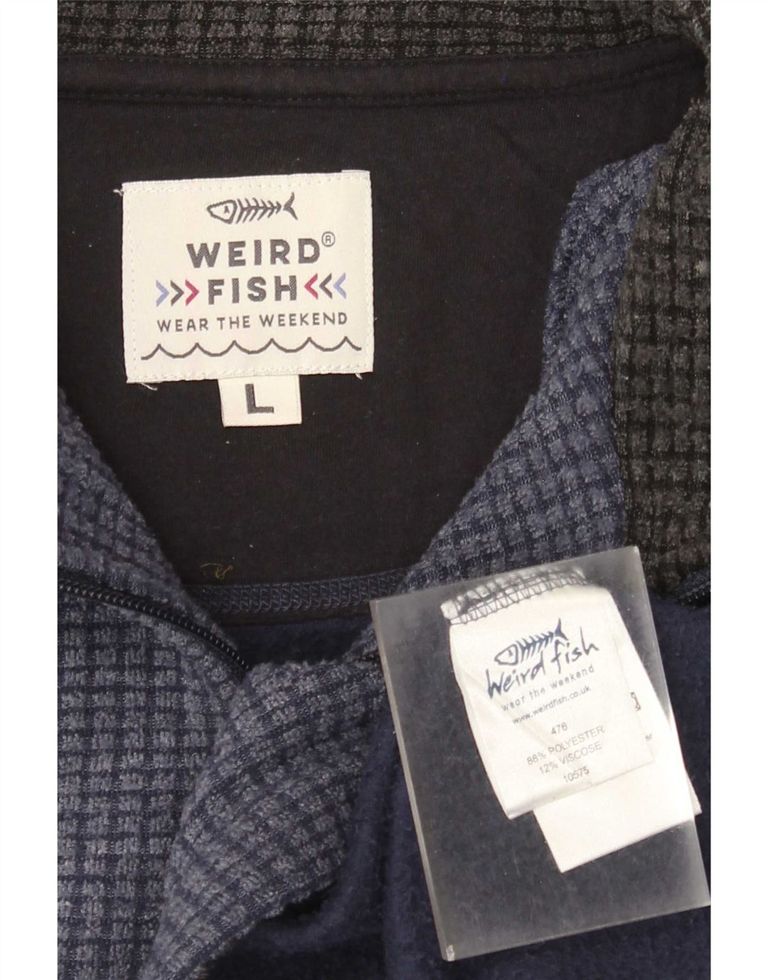 Weird Fish Mens Zip Fleece Jumper Large Navy Blue Polyester