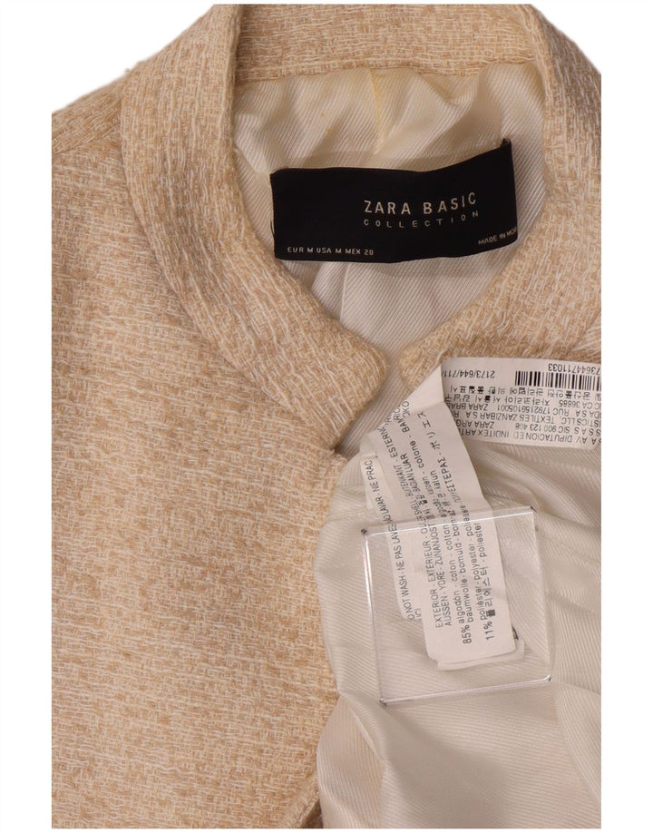 ZARA Γυναικείο Open Blazer Jacket UK 12 Medium Off White Βαμβακερό