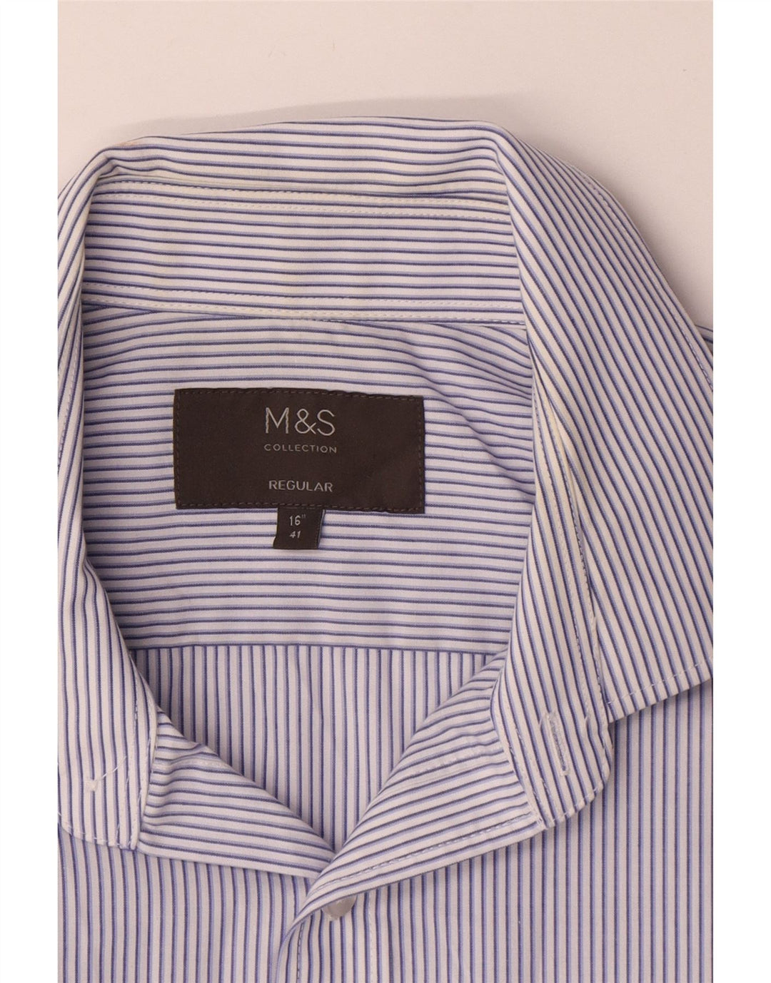 MARKS & SPENCER Ανδρικό κοντομάνικο πουκάμισο Μέγεθος 41 16 Large Μπλε ρίγες