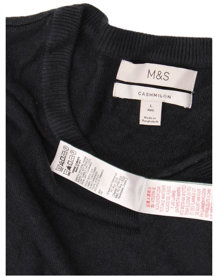 MARKS & SPENCER Ανδρικό πουλόβερ με λαιμόκοψη μεγάλου μπλε ακρυλικό