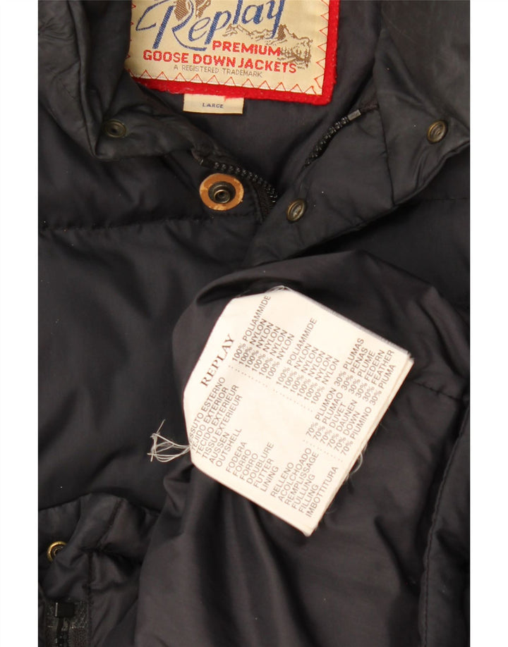 Ανδρικό μπουφάν Replay Loose Fit padded UK 40 Large Black Polyamide