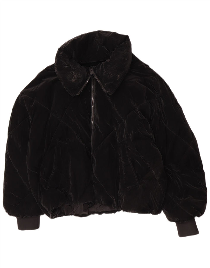 Zara Γυναικείο μπουφάν με επένδυση UK 10 Small Black Polyurethane
