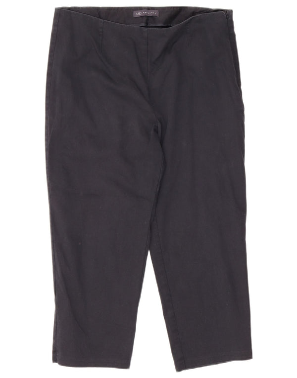 Marks & Spencer Γυναικείο παντελόνι Capri UK 14 μεγάλο W32 L21 Navy Blue από βαμβάκι