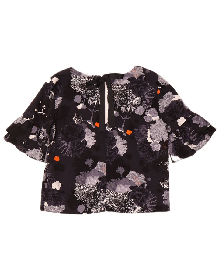 Topshop Γυναικεία Μπλούζα Oversized Top UK 6 XS Μαύρο Floral Πολυεστέρας