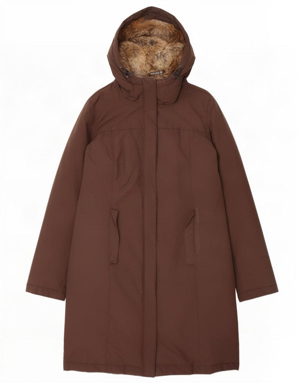 Woolrich Γυναικείο παλτό με κουκούλα με επένδυση UK 18 XL καφέ βαμβάκι