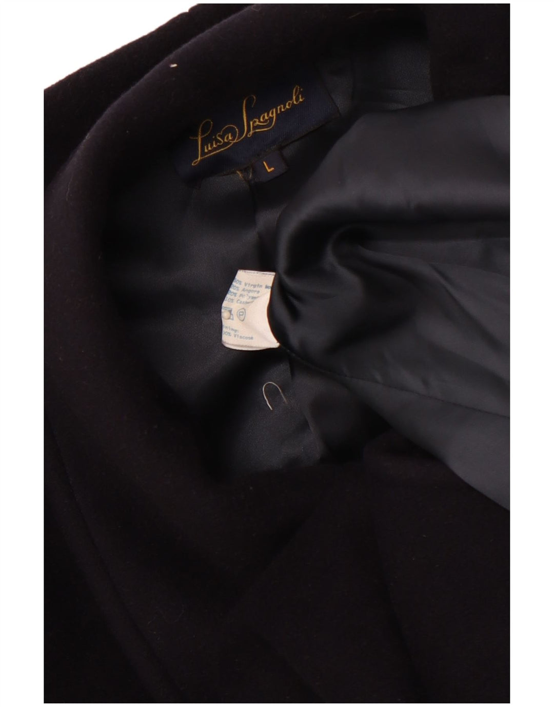 LUISA SPAGNOLI Γυναικείο Oversized Πανωφόρι UK 16 Large Navy Blue Virgin Wool