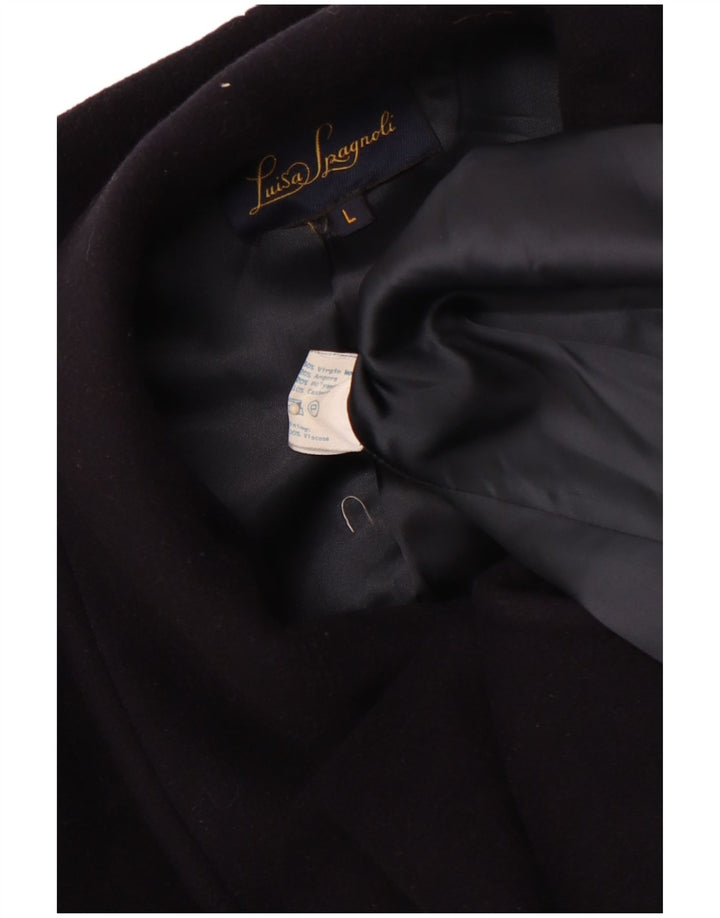 LUISA SPAGNOLI Γυναικείο Oversized Πανωφόρι UK 16 Large Navy Blue Virgin Wool