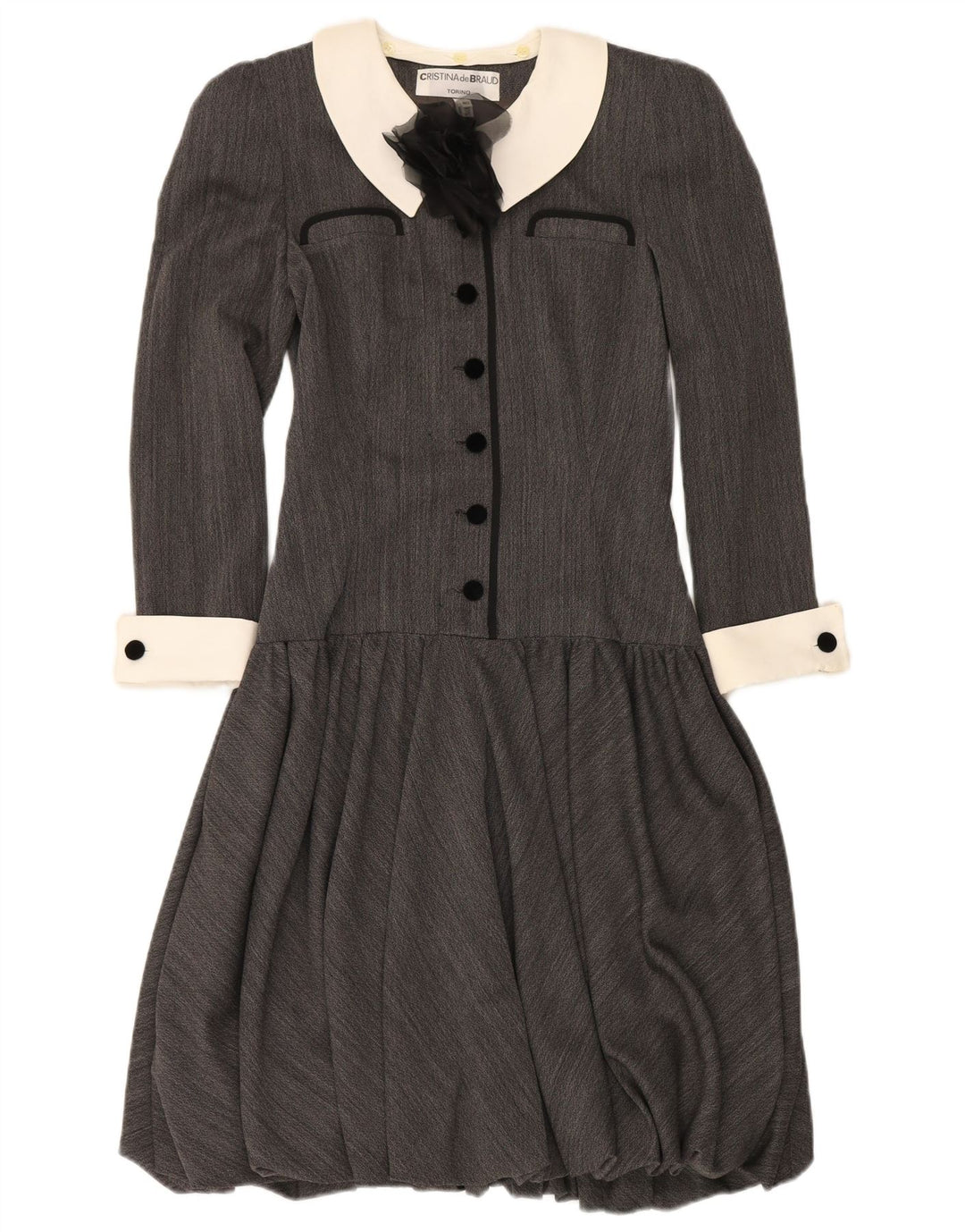 Γυναικείο φόρεμα με φούσκα Cristina De Braud IT 40 Small Grey Colourblock