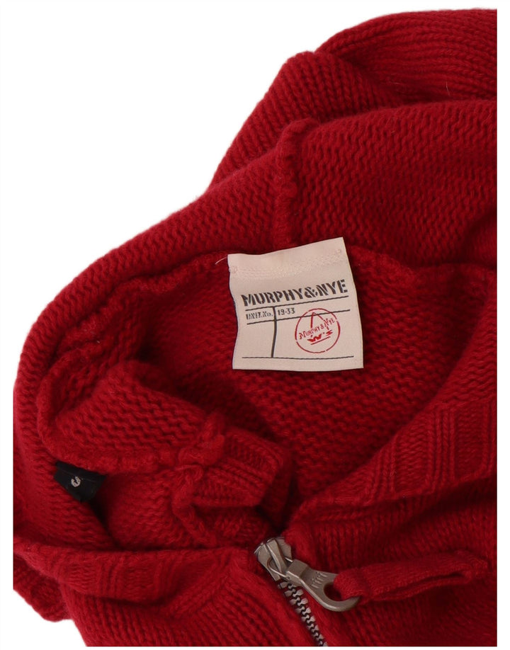 MURPHY & NYE Γυναικείο πουλόβερ με κουκούλα ζακέτα UK 10 Small Burgundy
