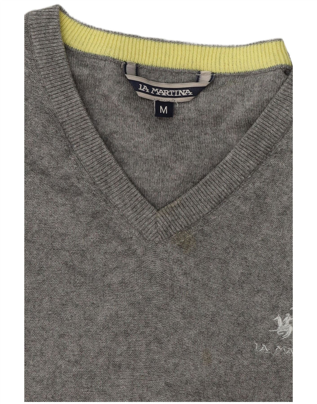 Ανδρικό πουλόβερ La Martina με V λαιμόκοψη, μεσαίο βαμβακερό γκρι