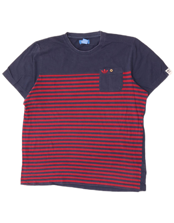 Ανδρικό T-Shirt Adidas Top Large Navy Blue ριγέ βαμβακερό