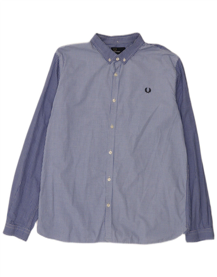 Fred Perry Ανδρικό πουκάμισο Slim Fit XL Blue Gingham Cotton