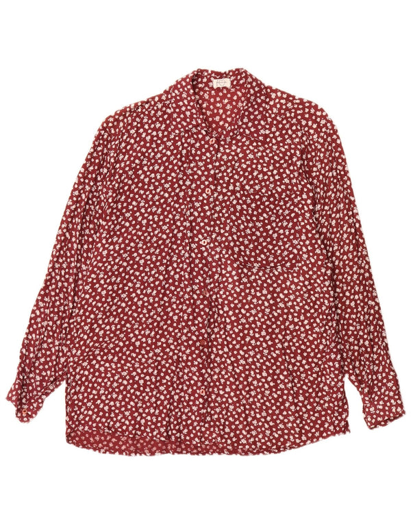 Vintage γυναικείο πουκάμισο UK 18 XL Red Floral Viscose