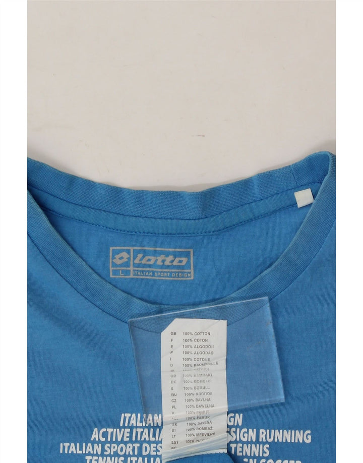 LOTTO Mens Graphic T-Shirt Top Large Blue Cotton Vintage Lotto and Second-Hand Lotto from Messina Hembry 