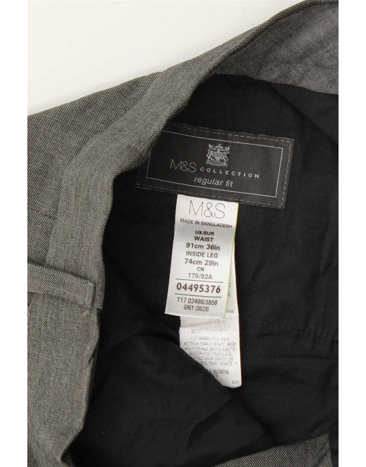 Marks & Spencer Ανδρικό παντελόνι με κανονική εφαρμογή W36 L29 Γκρι πολυεστέρας