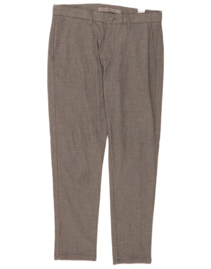 Zara Ανδρικό παντελόνι Chino Slim EU 38 Small W30 L27 Grey Polyester