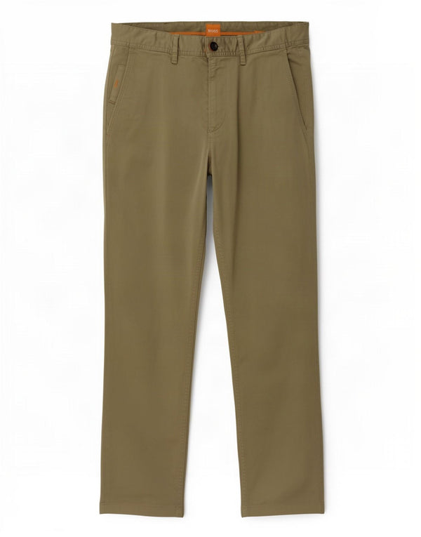 Ανδρικό παντελόνι Chino με κανονική εφαρμογή Hugo Boss W30 L29 Χακί βαμβακερό