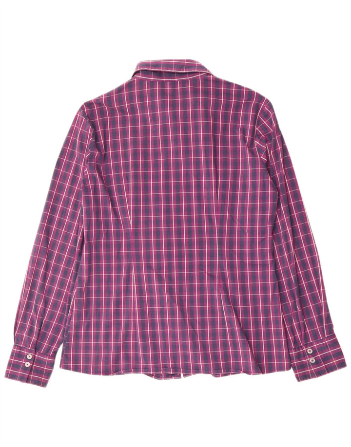 BENETTON Γυναικείο πουκάμισο UK 16 Large Purple Check Cotton