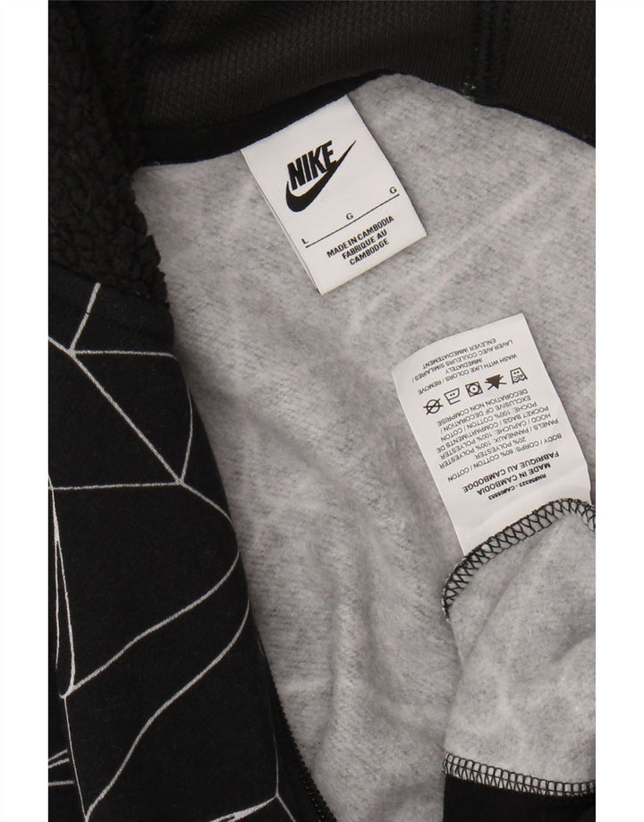 Πουλόβερ NIKE Boys Zip Hoodie 12-13 ετών Μεγάλο μαύρο γεωμετρικό βαμβακερό