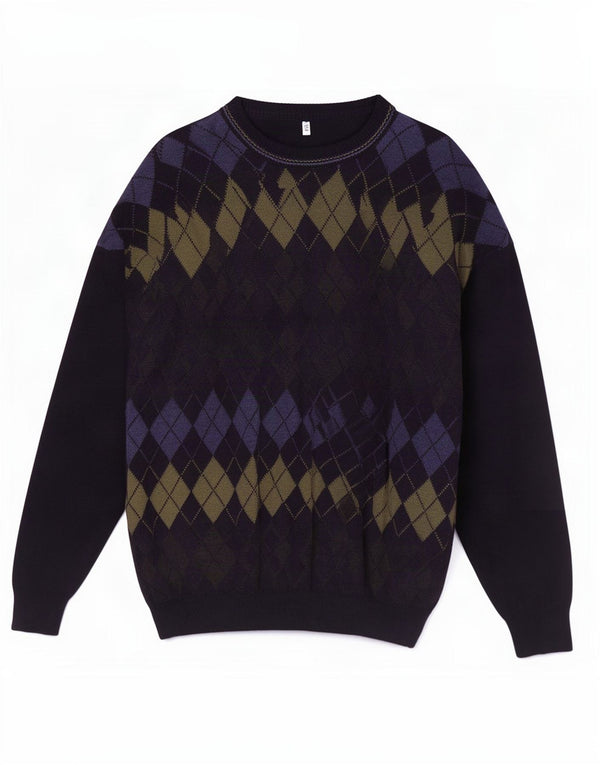 Vintage Ανδρικό πουλόβερ με λαιμόκοψη IT 52/54 Large Navy Blue