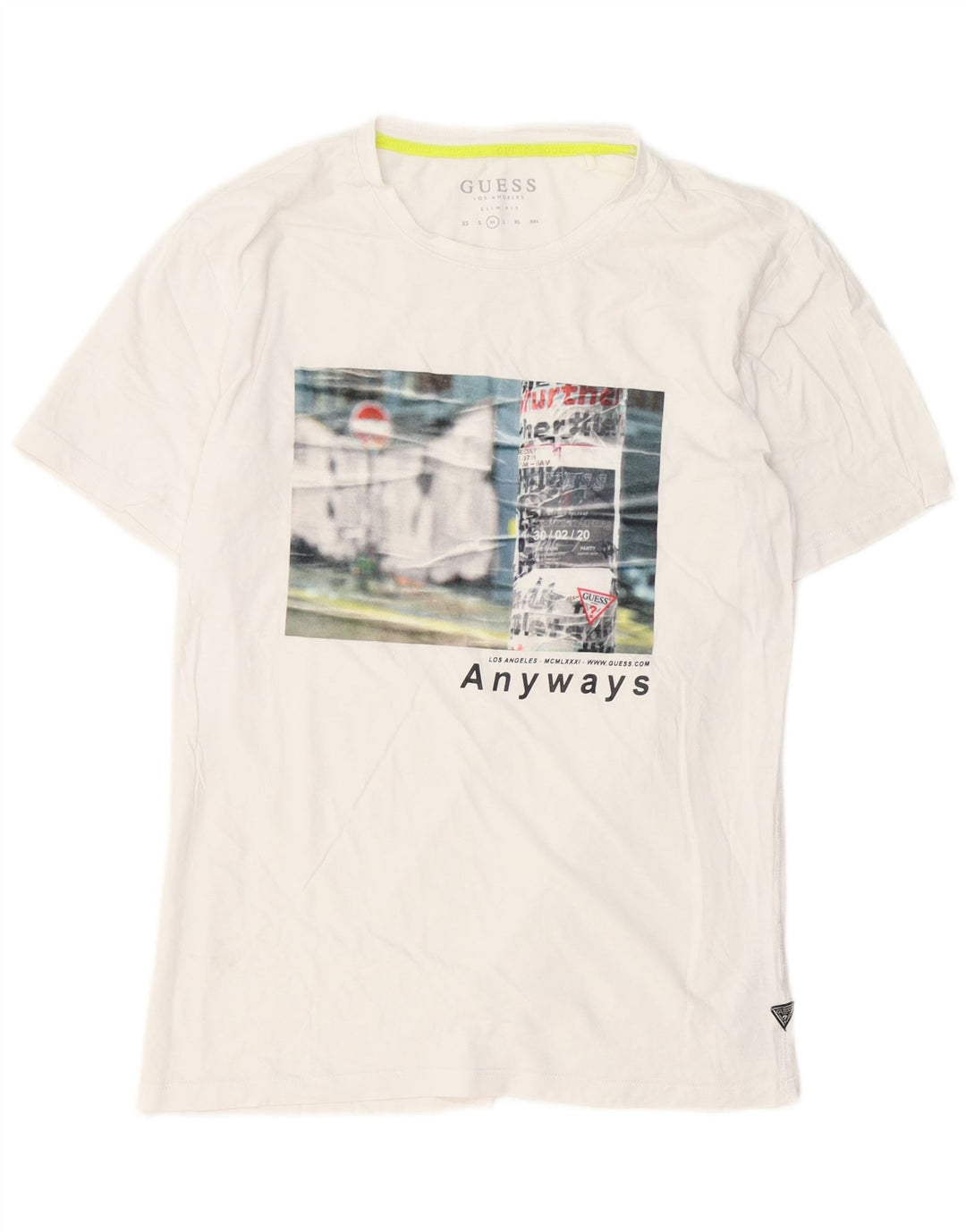 Ανδρικό γραφικό μπλουζάκι Guess Slim Fit Top Μεσαίο λευκό βαμβακερό