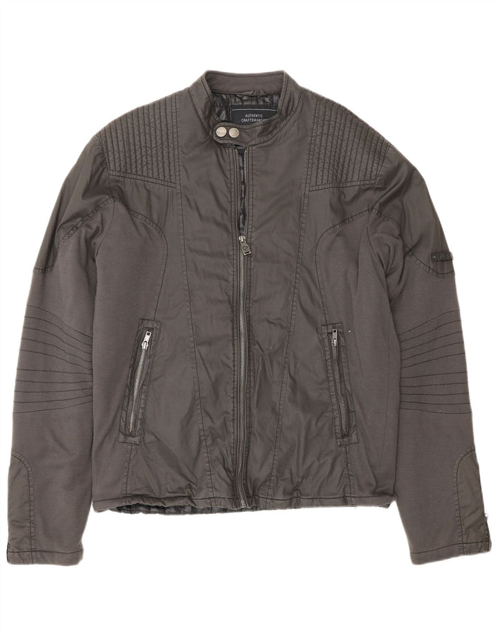 Energie Ανδρικό Biker Jacket UK 42 XL Γκρι βαμβακερό