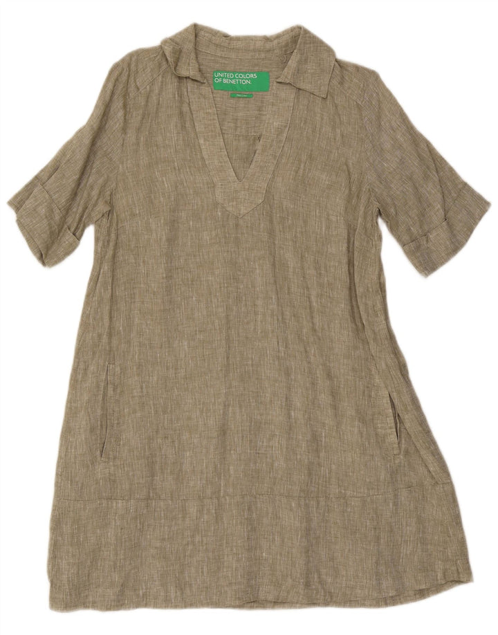 Γυναικείο φόρεμα Benetton A-Line UK 14 Medium Khaki Λευκό