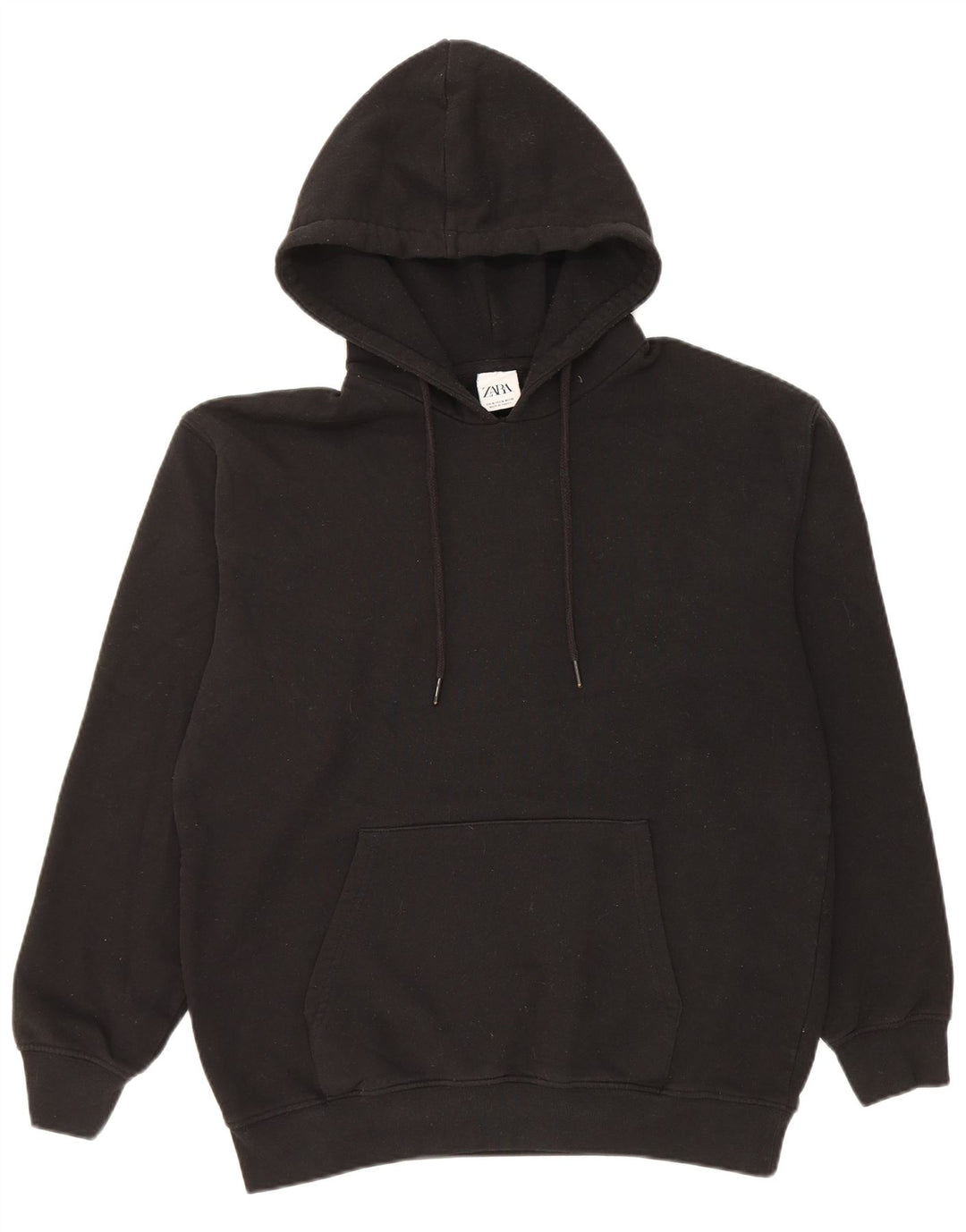 Zara Ανδρικό Hoodie Jumper Μεσαίο μαύρο βαμβακερό