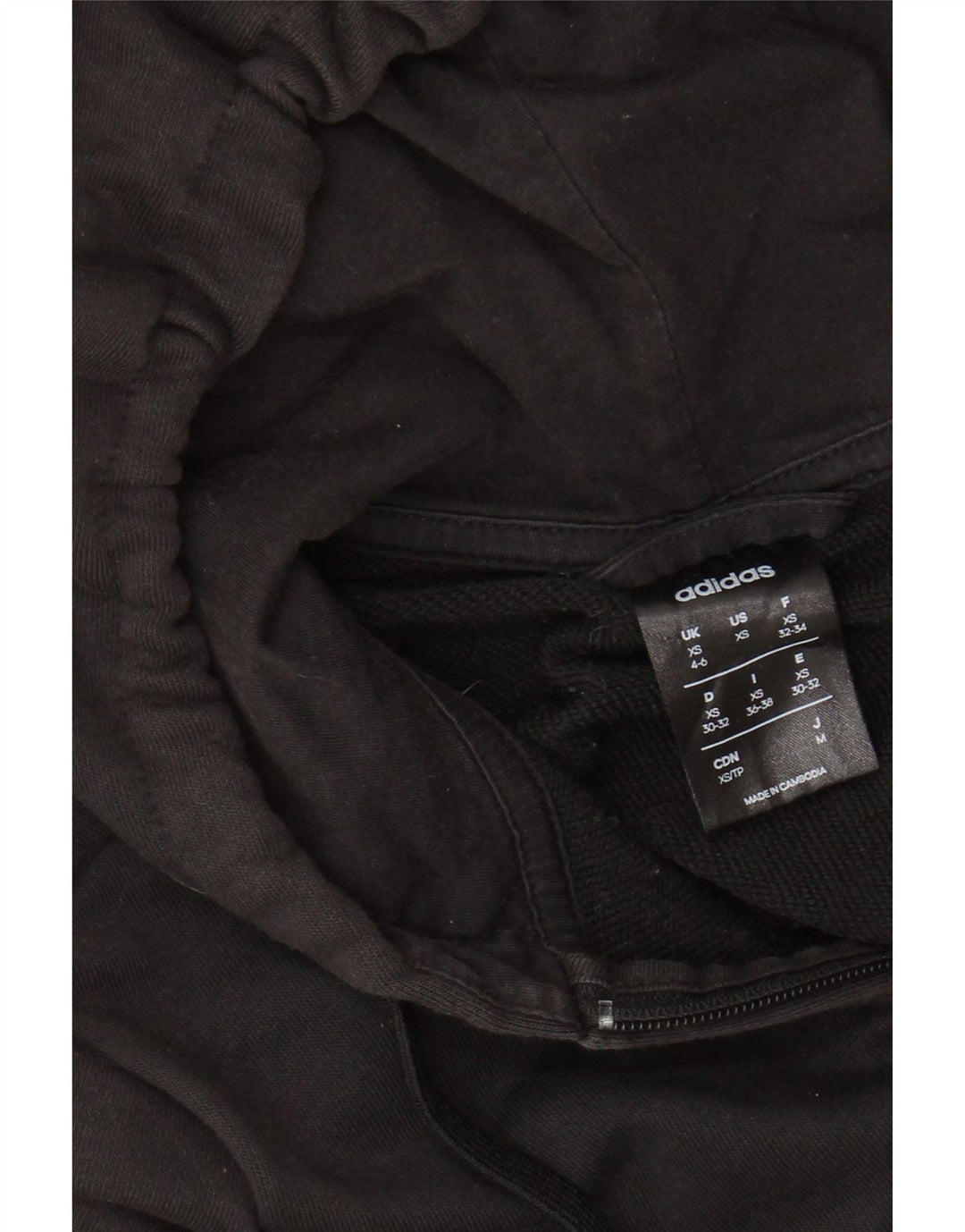 Γυναικείο πουλόβερ με κουκούλα με φερμουάρ ADIDAS UK 4/6 XS Μαύρο