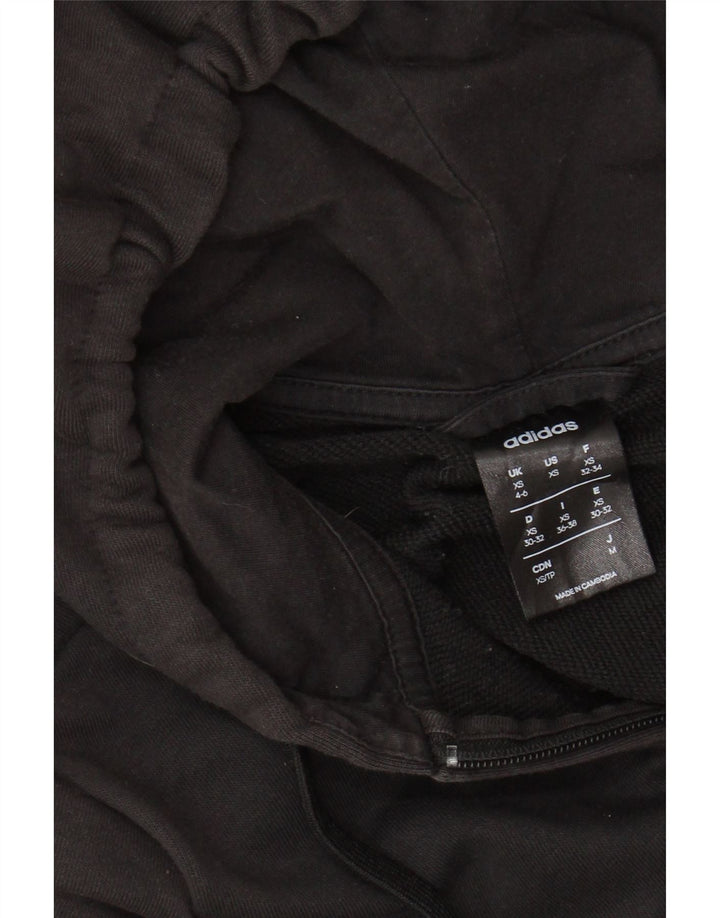 Γυναικείο πουλόβερ με κουκούλα με φερμουάρ ADIDAS UK 4/6 XS Μαύρο