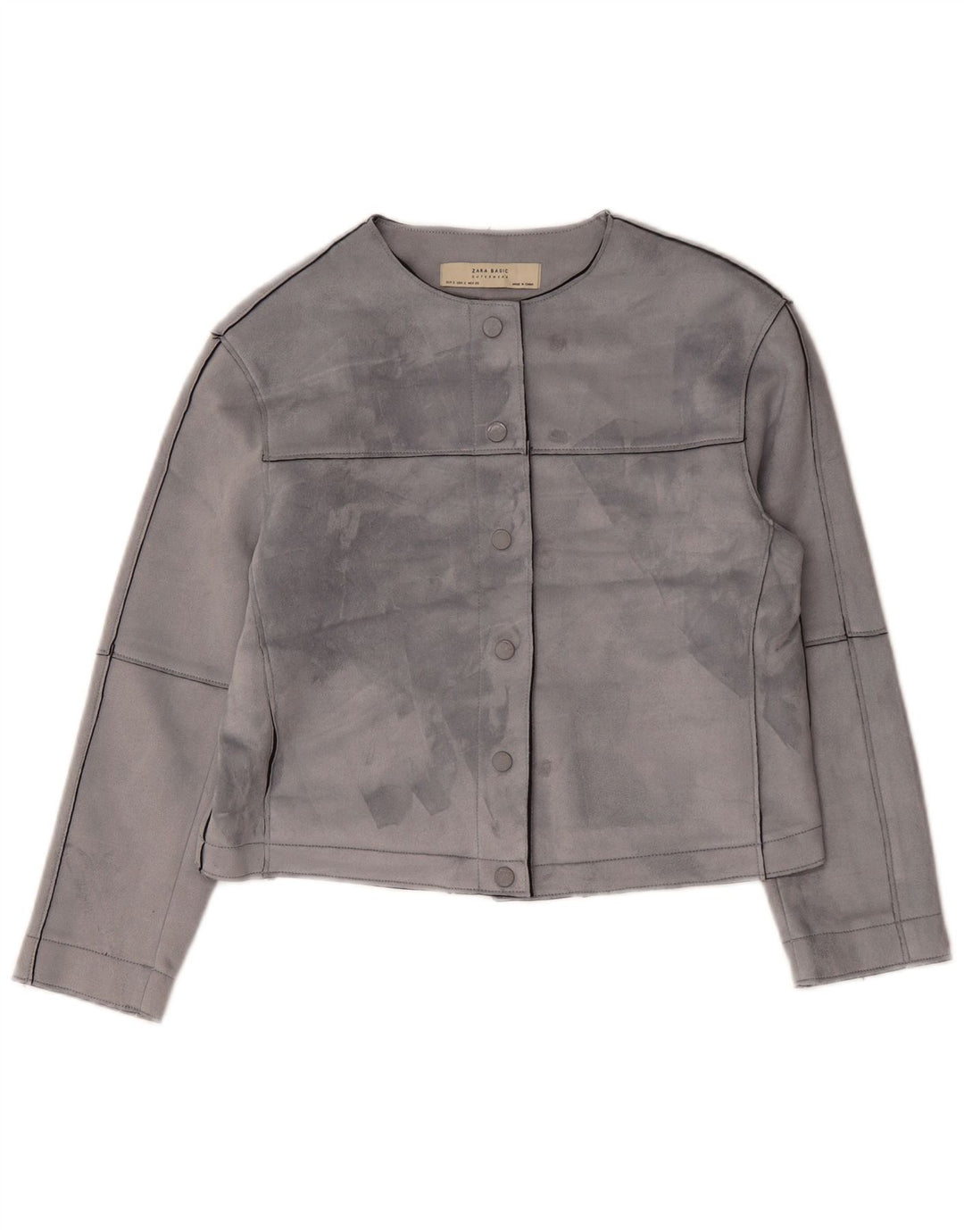 Γυναικείο μπουφάν ZARA Oversized Crop Bomber UK 10 Small Grey Polyester