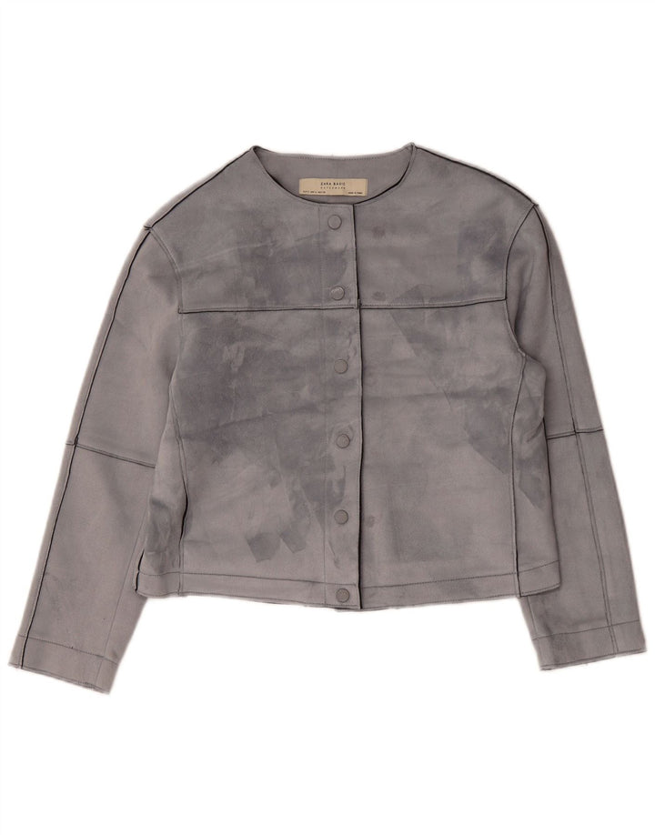 Γυναικείο μπουφάν ZARA Oversized Crop Bomber UK 10 Small Grey Polyester