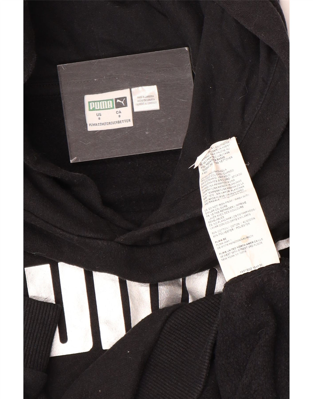 PUMA Girls Graphic Hoodie Jumper 7-8 ετών Μαύρο βαμβακερό