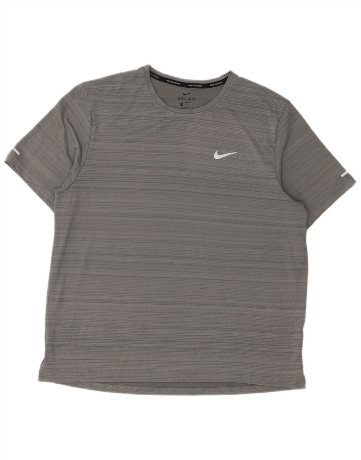 Ανδρικό μπλουζάκι Nike Dri Fit Top Large Grey Pinstripe Polyester