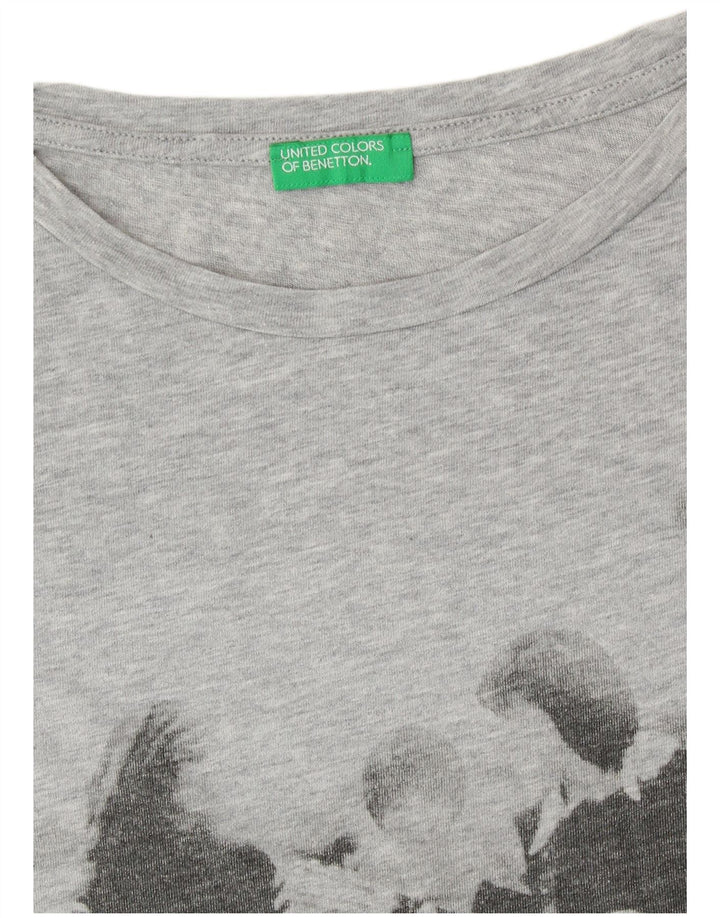 UNITED COLORS OF BENETTON Γυναικείο γραφικό T-shirt Top UK 14 Medium Grey