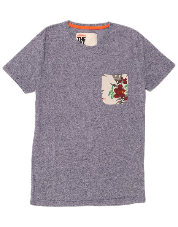 Superdry Ανδρικό γραφικό T-Shirt Top Μικρό Μπλε Βαμβακερό