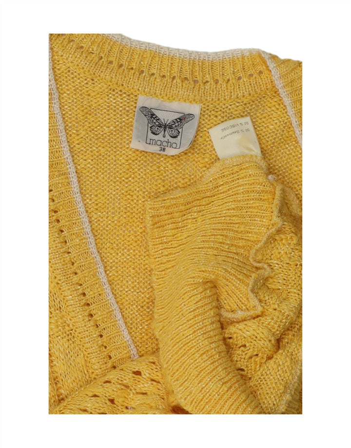 MACHO Womens Vest Tank Top EU 38 Medium Yellow Cotton