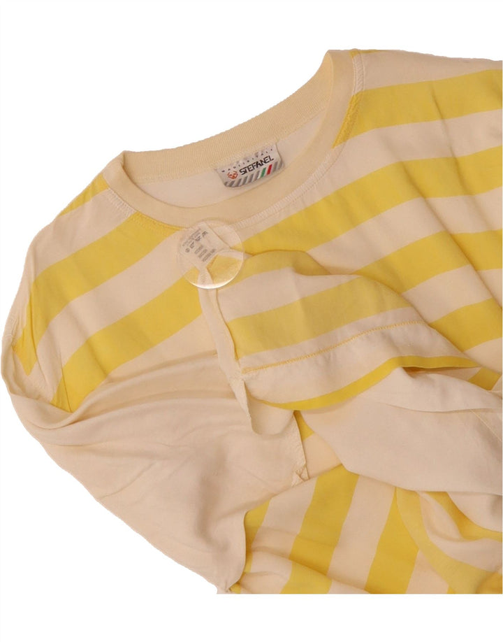 STEFANEL Mens T-Shirt Top Small Yellow Striped Viscose Vintage Stefanel and Second-Hand Stefanel from Messina Hembry 