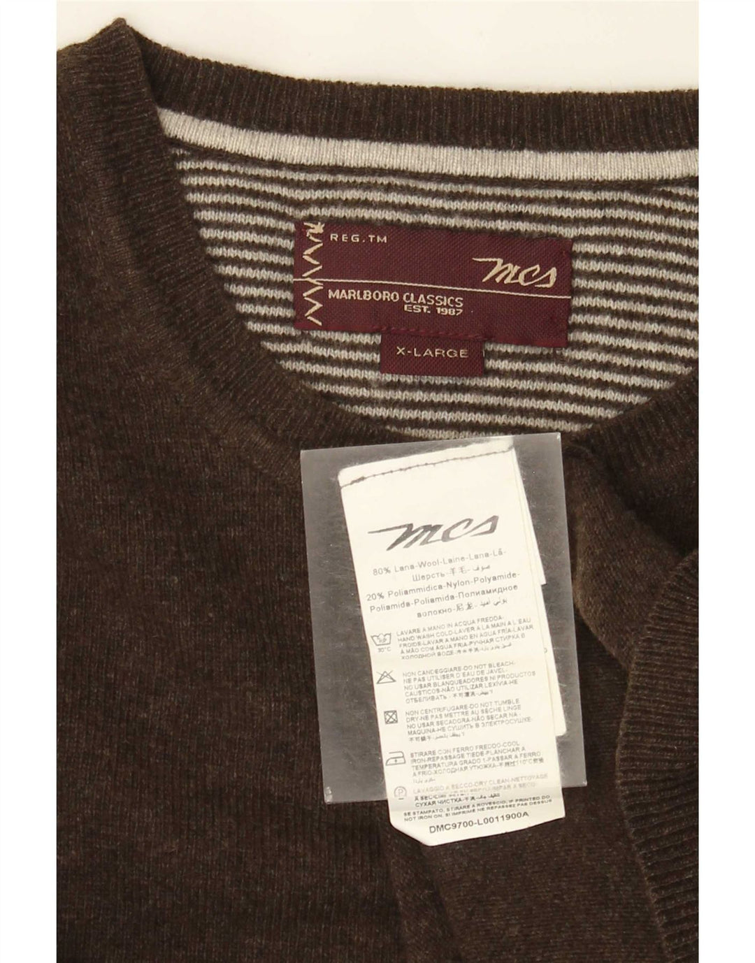 Ανδρικό πουλόβερ Marlboro Classics Crew Neck Jumper XL Καφέ Μαλλί