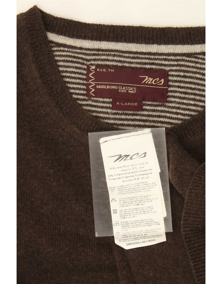 Ανδρικό πουλόβερ Marlboro Classics Crew Neck Jumper XL Καφέ Μαλλί
