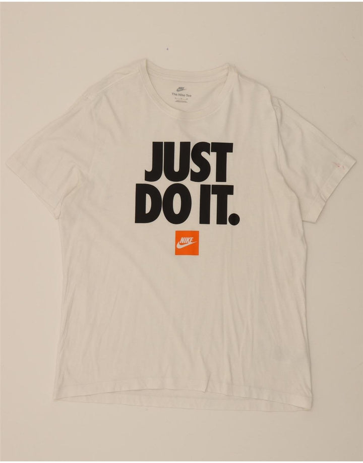 NIKE Mens Graphic T-Shirt Top XL White Cotton Vintage Nike and Second-Hand Nike from Messina Hembry 