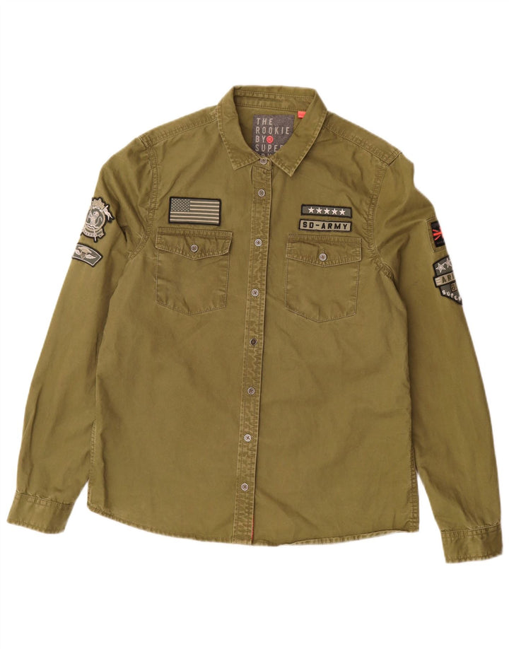 Γυναικείο πουκάμισο Superdry Graphic UK 14 Medium Khaki Cotton