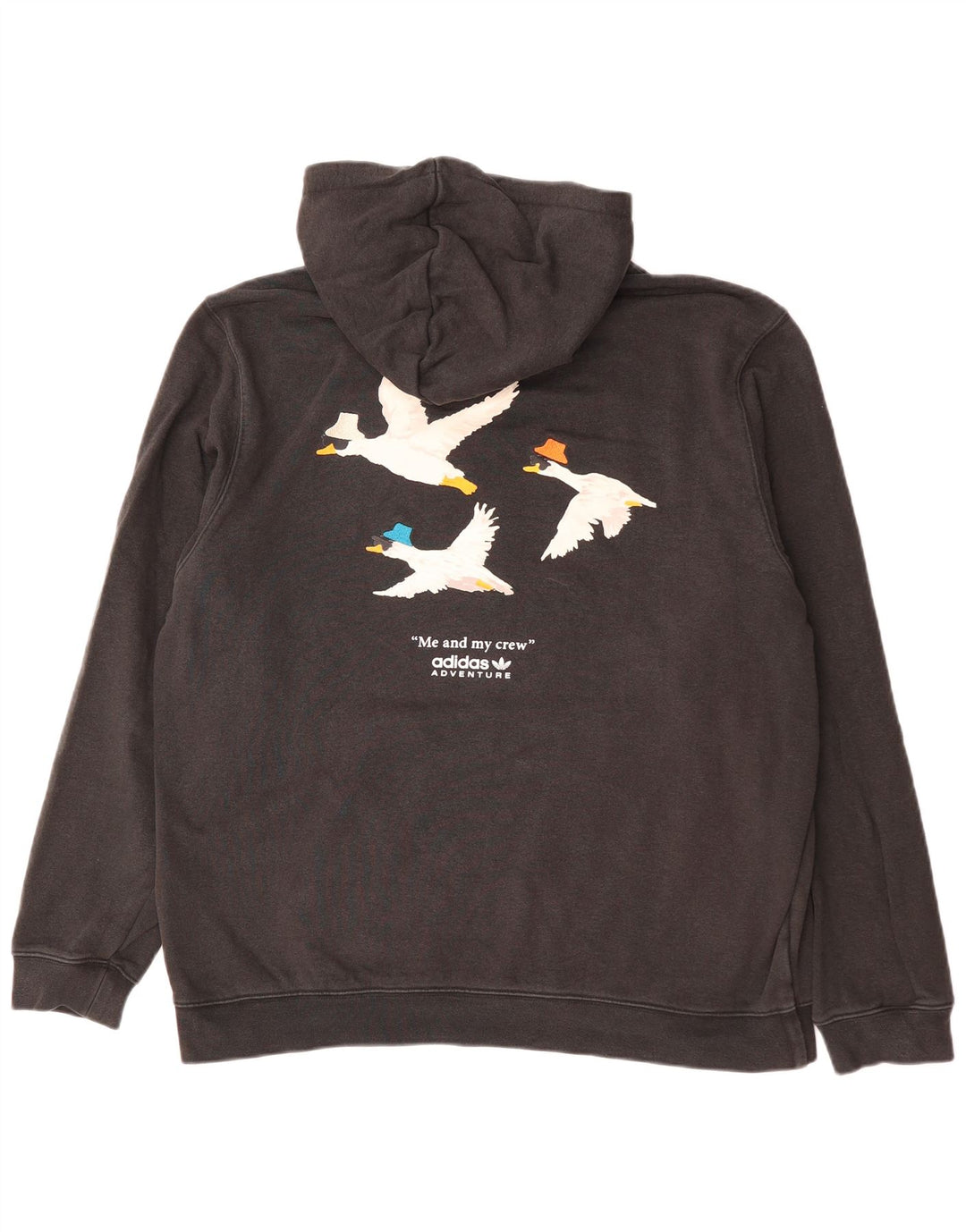 ADIDAS Mens Adventure Graphic Hoodie Jumper XL Μαύρο βαμβακερό