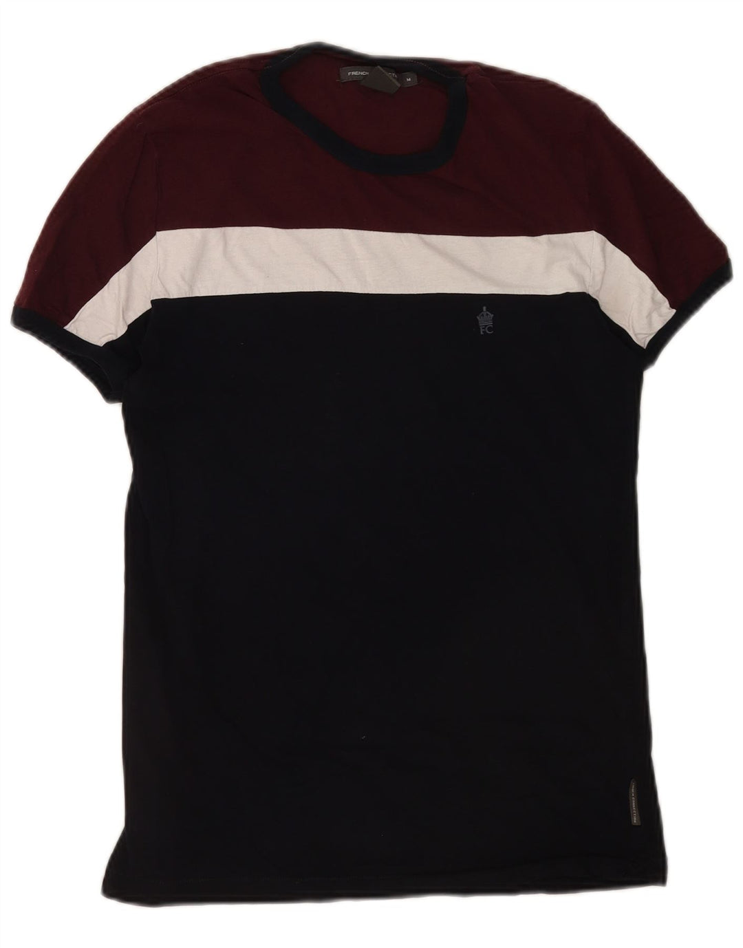 Ανδρικό T-Shirt French Connection Top Medium Burgundy Colorblock Βαμβακερό