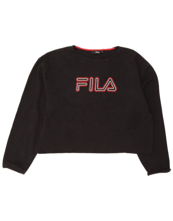 Γυναικεία φούτερ Fila Crop Graphic Jumper UK 16 Large Black