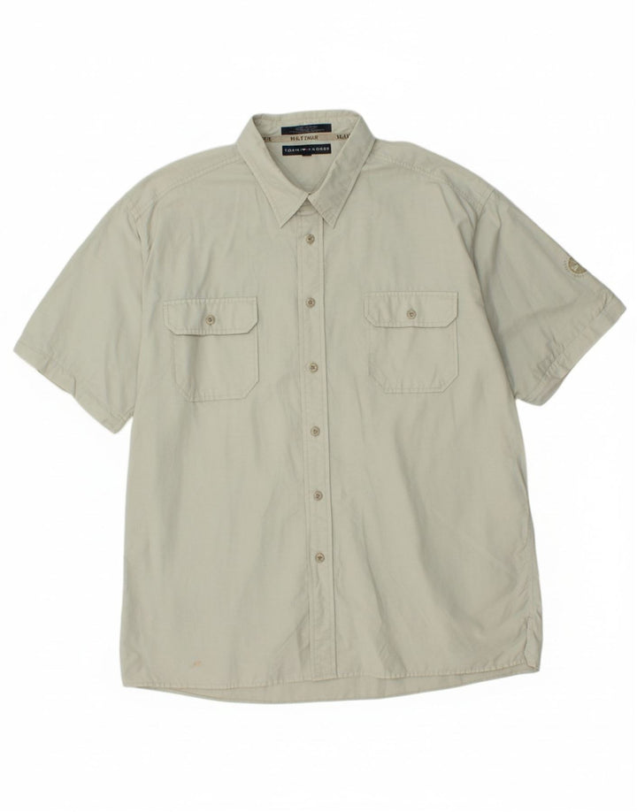 TOMMY HILFIGER Mens Short Sleeve Shirt 2XL Grey Cotton