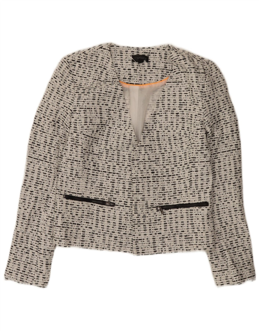 Topshop Γυναικείο Open Blazer Jacket UK 10 Small White Flecked Viscose